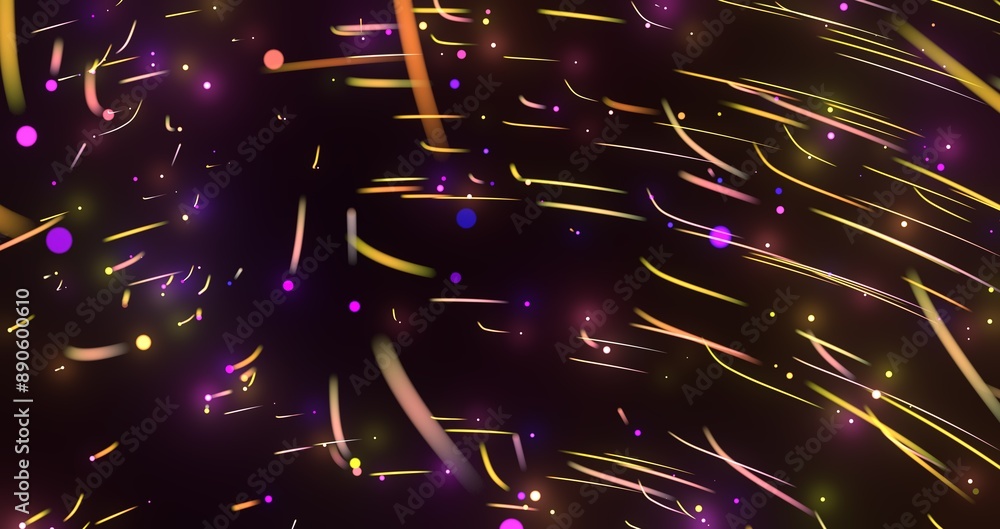 Poster Flying inside digital data tunnel. Futuristic abstract background with neon rays
