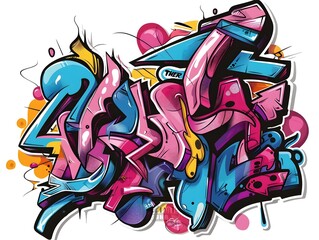 Vibrant Graffiti Inspired Sticker Design with Stylish Streetwear Flair