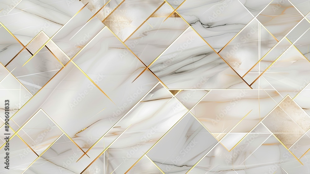 Poster abstract geometric design featuring a white background with thin golden lines that form a cracked an