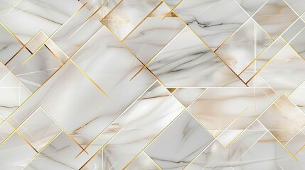Abstract geometric design featuring a white background with thin golden lines that form a cracked and broken pattern SEAMLESS PATTERN