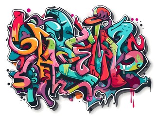 Obraz premium Stylish Graffiti Sticker Design for Streetwear and Apparel