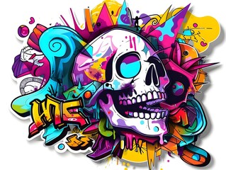 Stylish Graffiti Sticker Design for Streetwear and Shirt Graphics