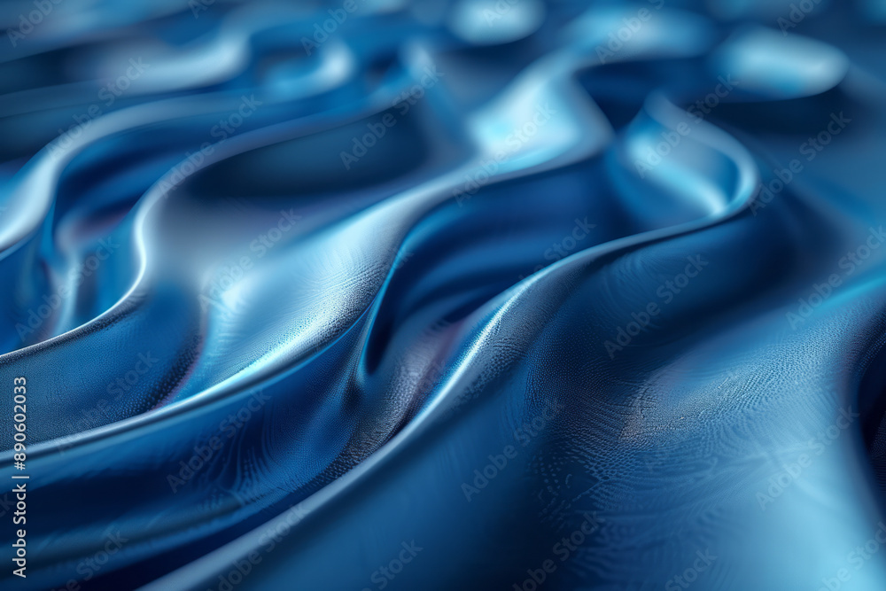 Poster an abstract wavy pattern featuring smooth blue strips flowing across a textured surface, creating a 