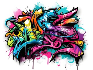 Fototapeta premium Stylish Streetwear Graffiti Design for Shirt or Sticker