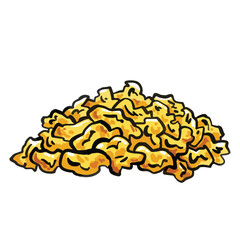 Scrambled yellow cooked egg food illustration isolated on square white background. Flat cartoon art styled drawing.