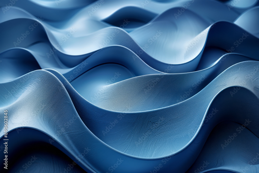 Aufkleber surreal image of wavy blue strips seamlessly blending with a textured surface, forming an intricate 