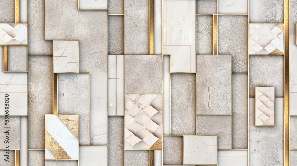 Aufkleber abstract geometric design featuring a white background with thin golden lines that form a cracked an