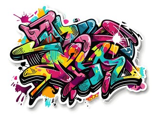 Naklejka premium Stylish Streetwear Graffiti Sticker Design for Apparel and Branding