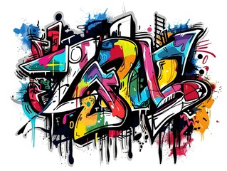Stylish Streetwear Graffiti Sticker Design for Apparel and Branding