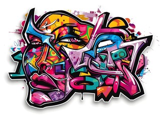 Stylish Streetwear Graffiti Sticker Design for Apparel and Branding