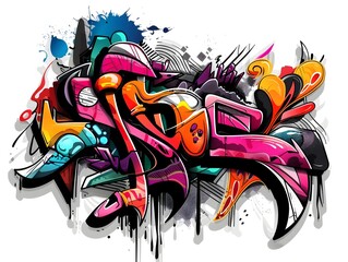 Naklejka premium Stylish Streetwear Graffiti Sticker Design for Apparel and Branding