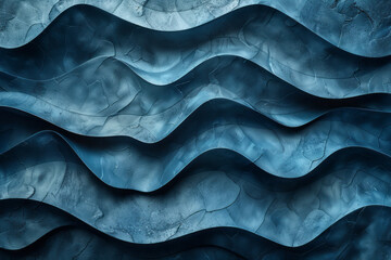 Obraz premium Minimalist abstract design featuring flowing blue strips in a wavy pattern on a textured surface, creating a unique contrast,