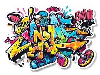 Stylish Streetwear Graffiti Sticker Design for Apparel and Merchandise