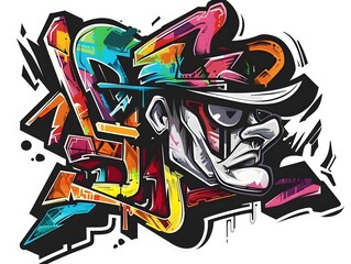Obraz premium Stylish Streetwear Graffiti Sticker Design for Apparel and Merchandise