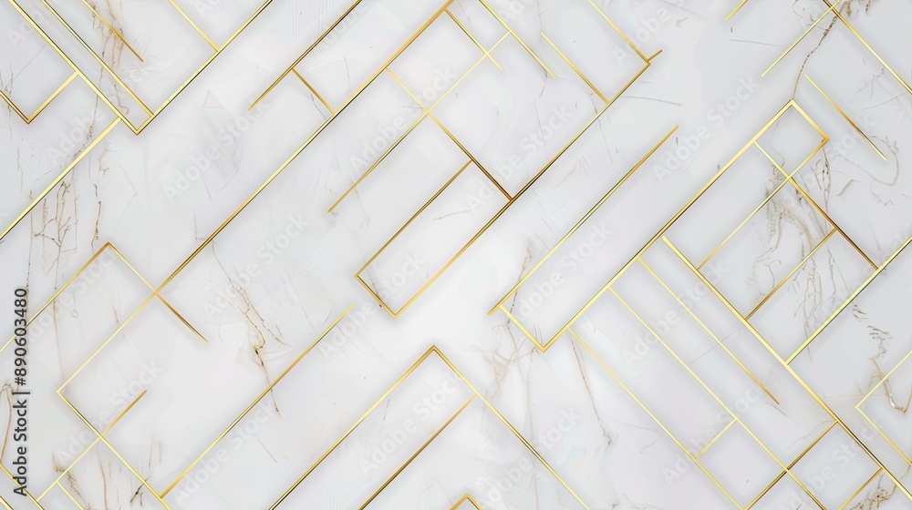Aufkleber abstract geometric design featuring a white background with thin golden lines that form a cracked an