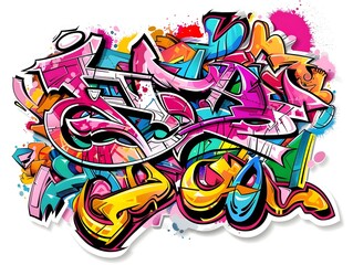 Stylish Streetwear Graffiti Sticker Design for Clothing and Apparel