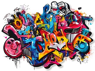 Stylish Streetwear Graffiti Sticker Design for Clothing and Apparel