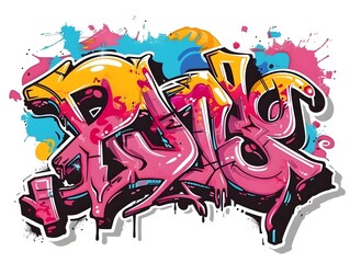 Stylish Streetwear Graffiti Sticker Design for Shirt or Apparel Branding