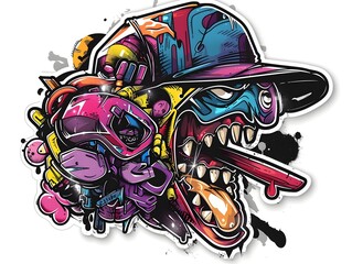 Stylish Streetwear Graffiti Sticker Design for Shirt or Apparel
