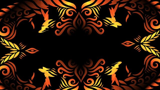 Luxurious batik flower line art pattern of indonesian culture traditional opening animation motion graphic 