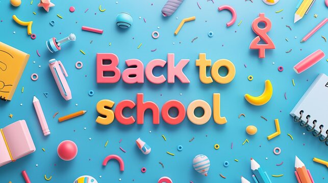 Modern and minimalist typography of the text "Back to school" with a sleek background and simple icons