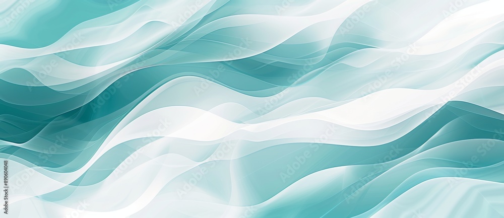 Poster abstract background with flowing teal green and white lines creating a sense of movement and energy,