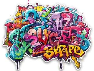 Stylish Streetwear Graffiti Sticker Design with Colorful Abstract Patterns
