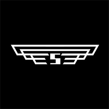 Wing illustration logo design with letter S.