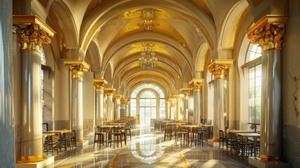 Golden Hallway Interior Design.