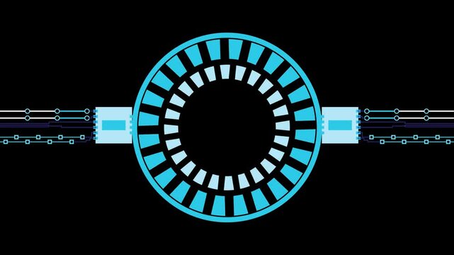 Simple rotating digital animation, Digital technology background. digital video technology, blue ' n1