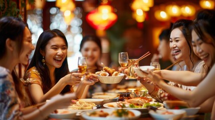 A group of women are enjoying a meal together