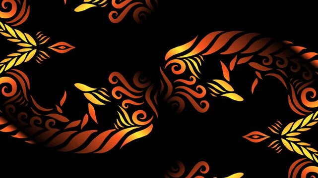 Luxurious batik flower line art pattern of indonesian culture traditional opening animation motion graphic 