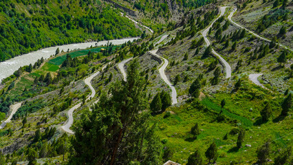 Beautiful sisu village valley in leh manali himachal pradesh