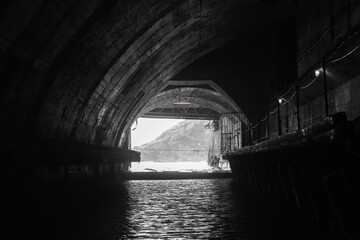 Exit gateway of an undeground concrete tunnel interior