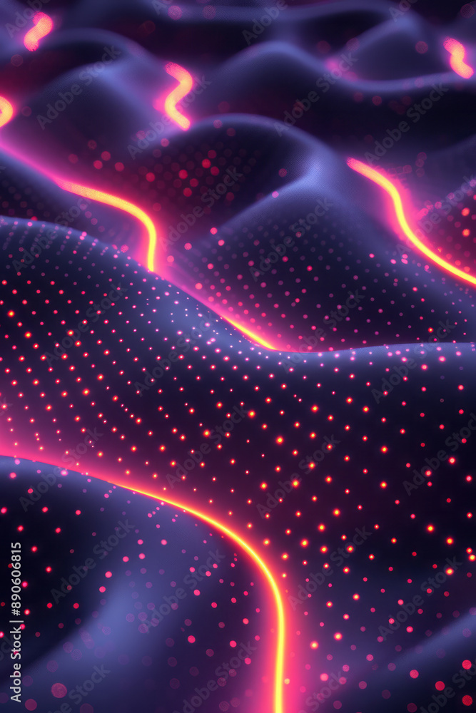 Aufkleber minimalist design with wavy lines and pink neon highlights, creating a modern and energetic abstract