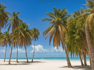 palm trees in summer on the tropical beach	