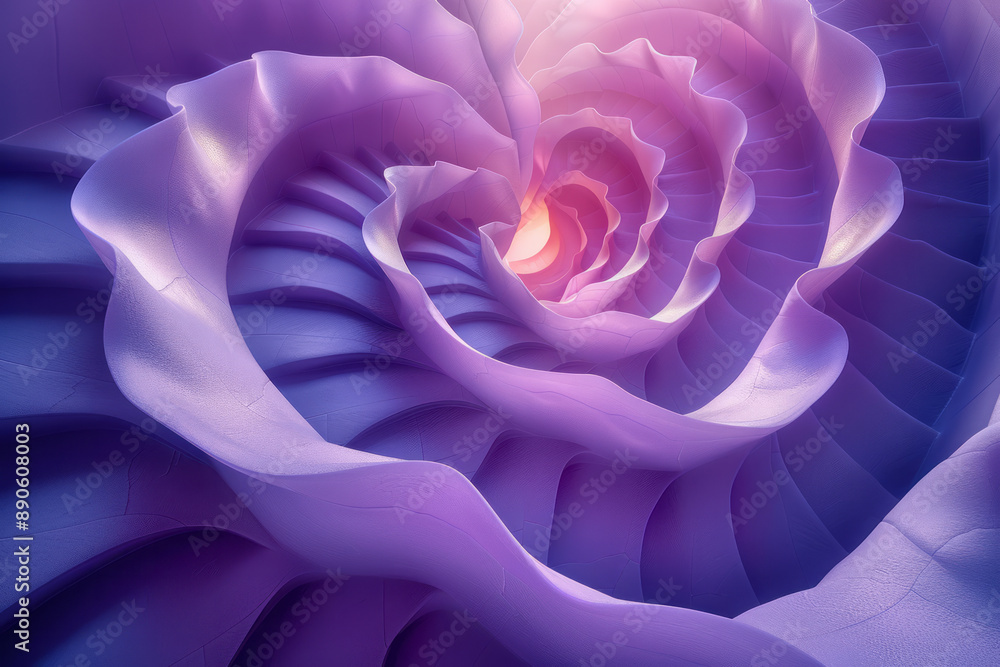 Aufkleber minimalist design featuring purple spiral layers with a subtle gradient effect, creating a serene an