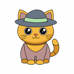 Adorable Halloween cat in a pumpkin with witch hat vector illustration featuring festive elements and a white background