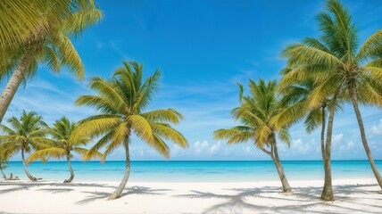 palm trees in summer on the tropical beach	
