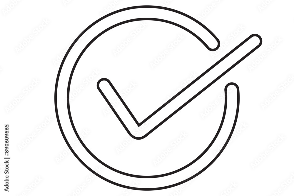 Poster check mark icon line isolated on white background. black flat thin icon on modern outline style. lin