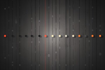 Gray background with colored dots.
