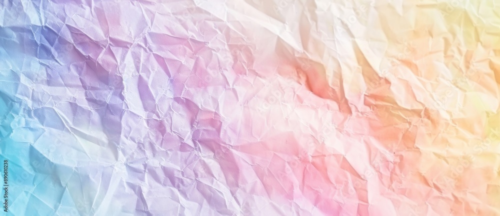 Poster textured and colorful background is forming by a crumpled piece of paper illuminated with multicolor