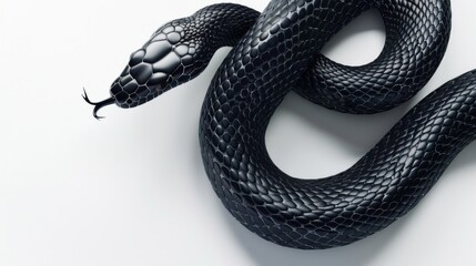 The black snake isolated on white.