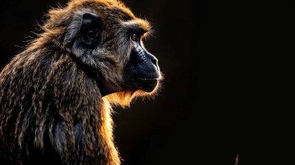 Monkey's silhouette in the dark.