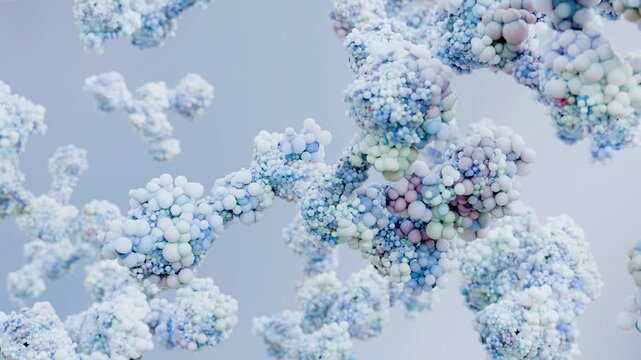 antibodies or immunoglobulin protein or enzyme Molecular structure, Chain of amino acids, biological concept, chemistry and biochemistry, DNA proteins, hydroxyproline, closeups formation, 3d render