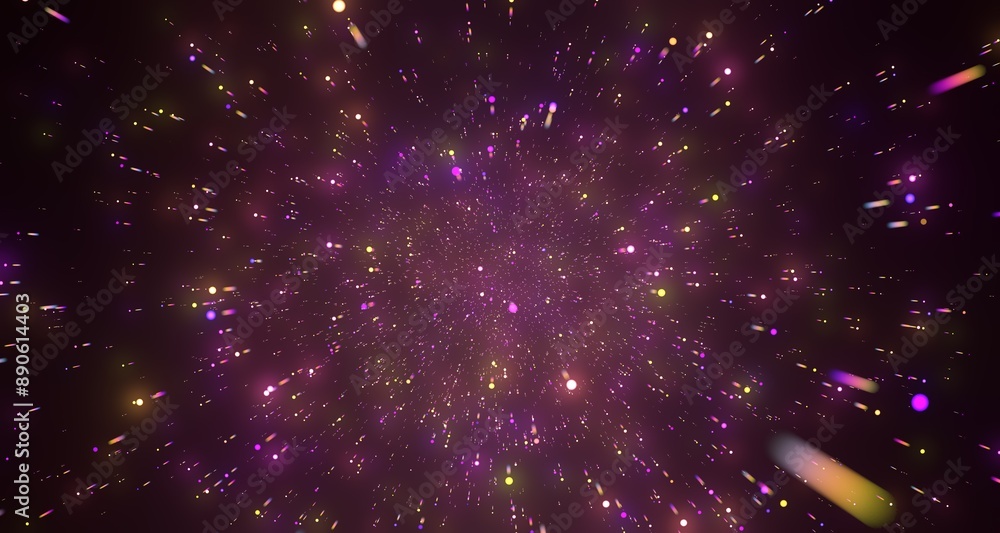 Poster inside digital data tunnel. Futuristic abstract background with neon rays. Concept for big data,