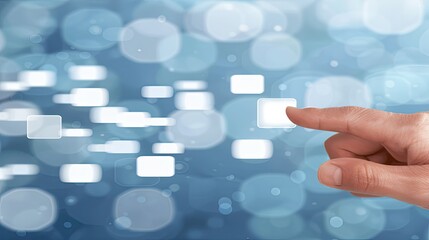 A single finger hovers over a glowing blue circuit board