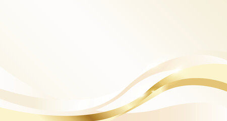 Luxury shiny gold gradient background with golden wave thin line papercut design as graphic resources. Premium 3d abstracts vector bronze gold glowing wallpaper element