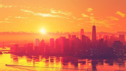 Fototapeta premium Cityscape at Sunset.