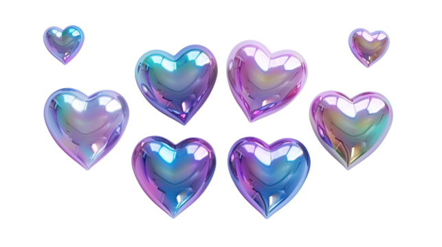 iridescent heart shape transparent background